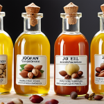 **

Close-up of various cold-pressed vegetable oils (argan, jojoba, rosehip) in glass bottles with labels. Background elements include argan nuts, jojoba seeds, and rosehip flowers. Focus on natural light and rich colors to convey the oils' beneficial properties.

**