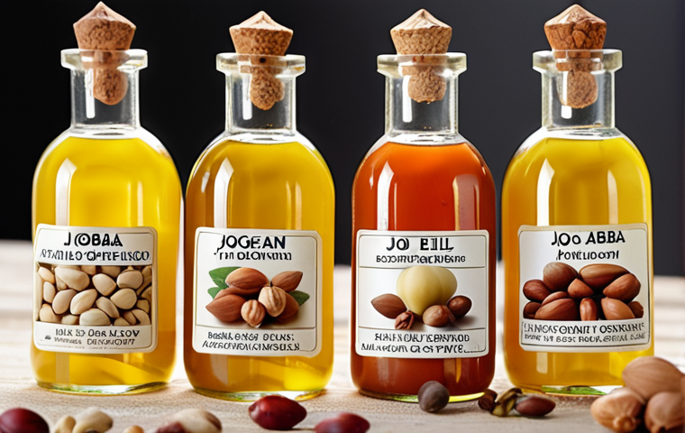 **

Close-up of various cold-pressed vegetable oils (argan, jojoba, rosehip) in glass bottles with labels. Background elements include argan nuts, jojoba seeds, and rosehip flowers. Focus on natural light and rich colors to convey the oils' beneficial properties.

**